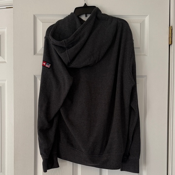 The North Face Men's Charcoal Hoodie with Flag Logo - Picture 2 of 3